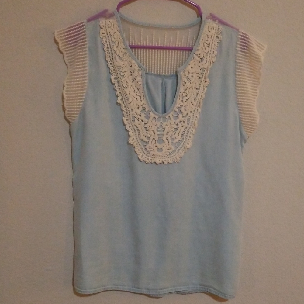 Denim and lace top
